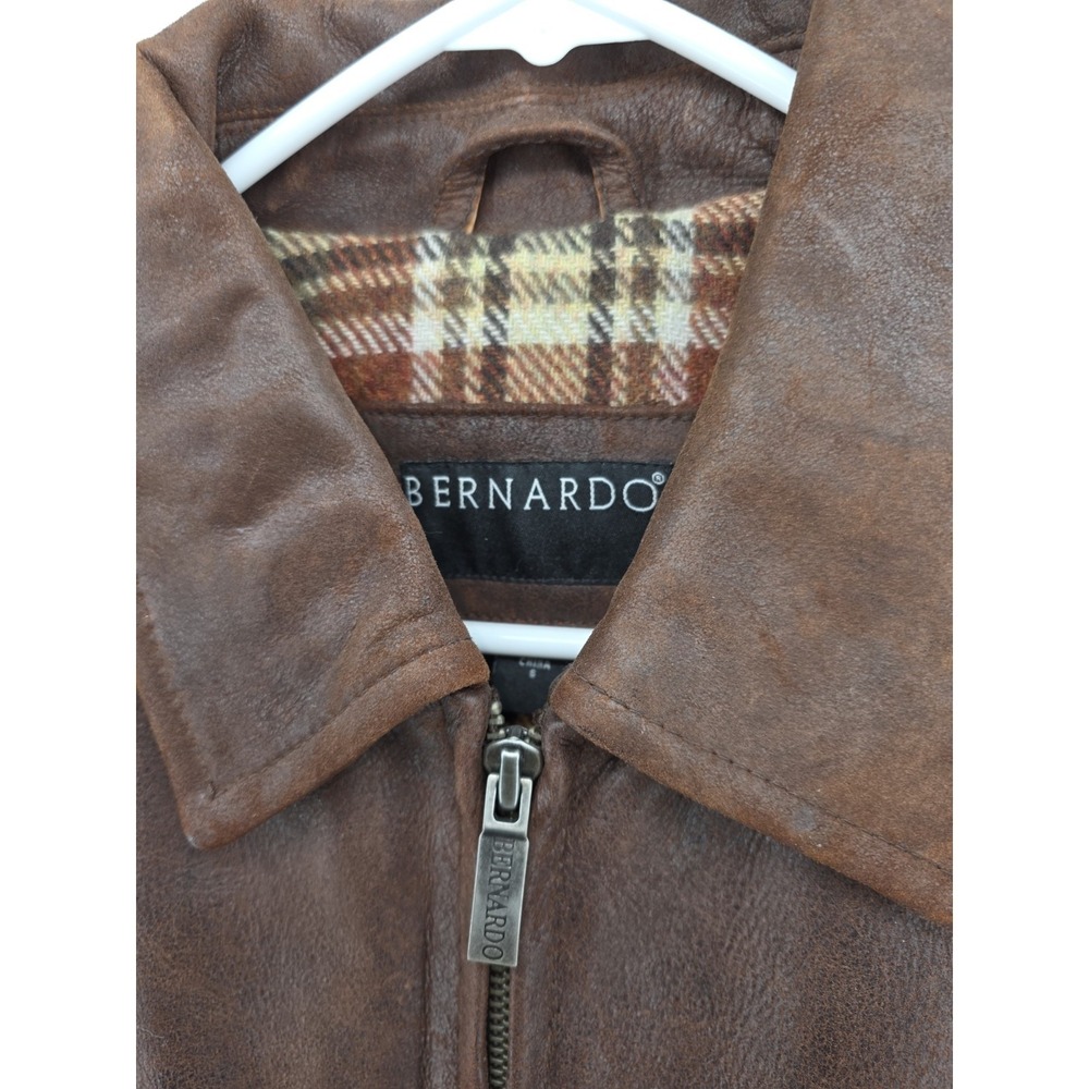 Bernardo Leather Bomber Jacket Size S Brown NWOT - Picture 4 of 16